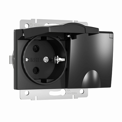 Розетка Werkel встраиваемая черная матовая со шторками с крышкой (a057286) Розетка Werkel встраиваемая черная матовая со шторками с крышкой (a057286)