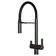 Смеситель для кухни Mixline MLSS-0401BL черный графит с гибким изливом однорычажный (556015)