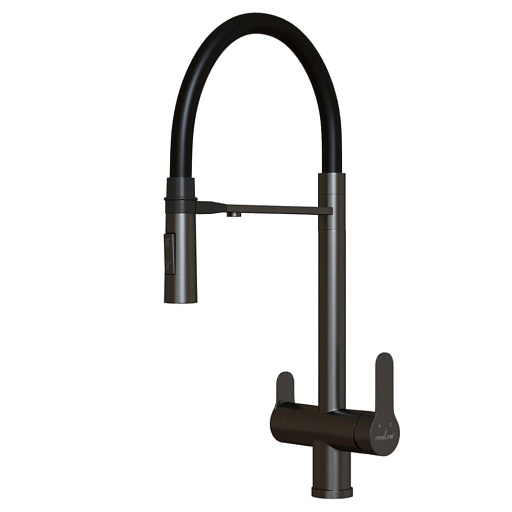 Смеситель для кухни Mixline MLSS-0401BL черный графит с гибким изливом однорычажный (556015) Смеситель для кухни Mixline MLSS-0401BL черный графит с гибким изливом однорычажный (556015)