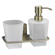 Дозатор для мыла WasserKraft Exter с держателем стекло матовый/металл светлая бронза (K-5289)