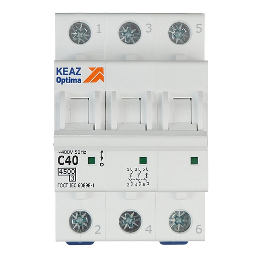 Автоматический выключатель модульный КЭАЗ OptiDin BM63 3P 40А 4,5 кА 400 В (326816)
