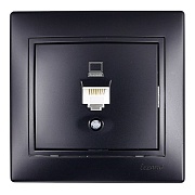Розетка компьютерная с рамкой Lezard MIRA 701-4242-139 скрытая установка черный бархат