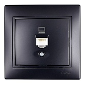 Розетка компьютерная с рамкой Lezard MIRA 701-4242-139 скрытая установка черный бархат Розетка компьютерная с рамкой Lezard MIRA 701-4242-139 скрытая установка черный бархат