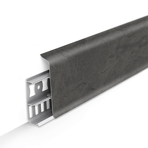 Плинтус ПВХ напольный Деконика 70 мм лофт серый 2200 мм Г-профиль с кабель-каналом Плинтус ПВХ напольный Деконика 70 мм лофт серый 2200 мм Г-профиль с кабель-каналом