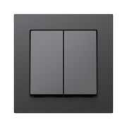 Выключатель Systeme Electric AtlasDesign двухклавишный встраиваемый базальт (ATN001452)
