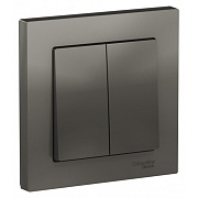 Выключатель Systeme Electric AtlasDesign двухклавишный встраиваемый сталь (ATN000952)