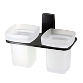 Стакан для ванной WasserKraft Abens с держателем двойной стекло матовый/металл черный (K-3228D) Стакан для ванной WasserKraft Abens с держателем двойной стекло матовый/металл черный (K-3228D)