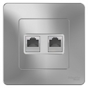 Розетка компьютерная Systeme Electric Blanca встраиваемая алюминий 2хRJ45 (BLNIS045453)