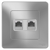 Розетка компьютерная Systeme Electric Blanca встраиваемая алюминий 2хRJ45 (BLNIS045453) Розетка компьютерная Systeme Electric Blanca встраиваемая алюминий 2хRJ45 (BLNIS045453)