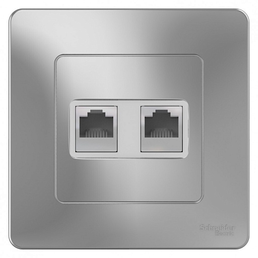 Розетка компьютерная Systeme Electric Blanca встраиваемая алюминий 2хRJ45 (BLNIS045453)