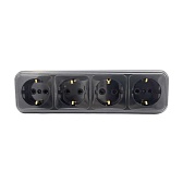 Розетка SVET четверная EV0311-0069 открытая установка черный с заземлением Розетка SVET четверная EV0311-0069 открытая установка черный с заземлением