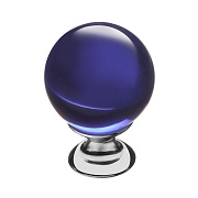 Ручка-кнопка мебельная Kerron Ceramic d29 мм стеклянная синяя/хром (KF10-13)