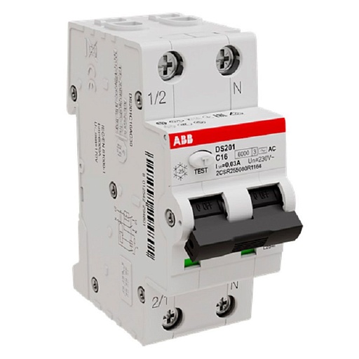 Автомат дифференциальный ABB DS201 10А 1P+N тип AC 30 мА 6 кА (2CSR255080R1104)
