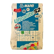 Клей для плитки/ керамогранита/ камня Mapei Ultralite S2 высокоэластичный универсальный белый класс C2 E S2 15 кг