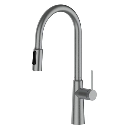 Смеситель для кухни ARGOtech Stick нержавеющая сталь с высоким изливом с вытяжной лейкой однорычажный (35-16/3V STICK)