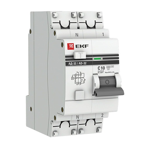 Автомат дифференциальный EKF PROxima АД-32 10А 1P+N тип AC 30 мА 4,5 кА (DA32-10-30-pro) Автомат дифференциальный EKF PROxima АД-32 10А 1P+N тип AC 30 мА 4,5 кА (DA32-10-30-pro)