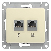 Розетка компьютерная Systeme Electric Glossa встраиваемая бежевая 2хRJ45 (GSL000285)