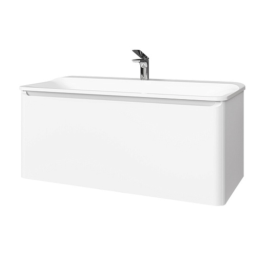 Комплект тумба с раковиной Raval Welto 100 см подвесная белая (Wel.01.100/P/W/RL)