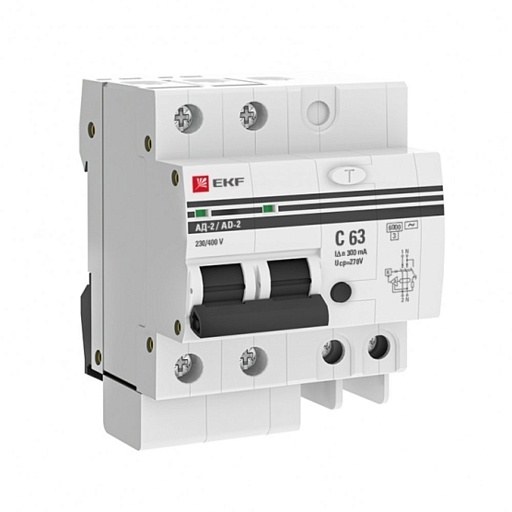Автомат дифференциальный EKF PROxima АД-2 6А 1P+N тип AC 300 мА 6 кА (DA2-6-63-300-pro)