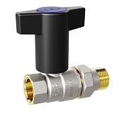 Кран шаровой латунный LD Pride 3/4 ВР(г) х 3/4 ВР(г) ручка со сгоном прямой (LD 47.348.20 RB)