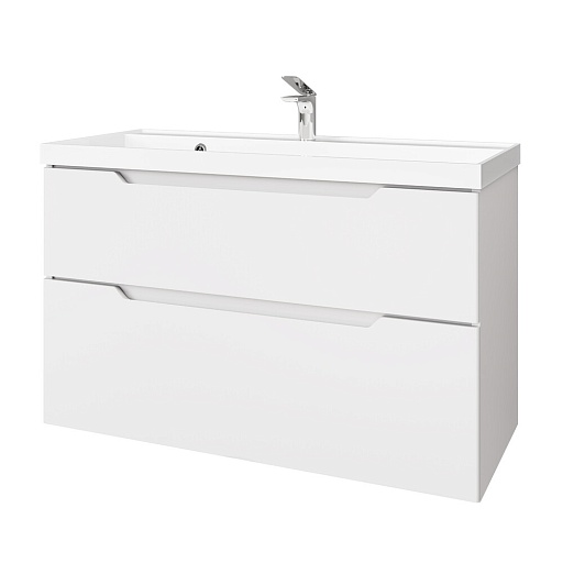 Комплект тумба с раковиной Raval Wector 100 см подвесная белая (Wct.01.100/P/W/MD) Комплект тумба с раковиной Raval Wector 100 см подвесная белая (Wct.01.100/P/W/MD)