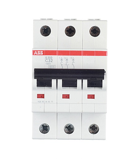Автоматический выключатель модульный ABB S203 3P 32А тип C 6 кА 400 В (2CDS253001R0324)
