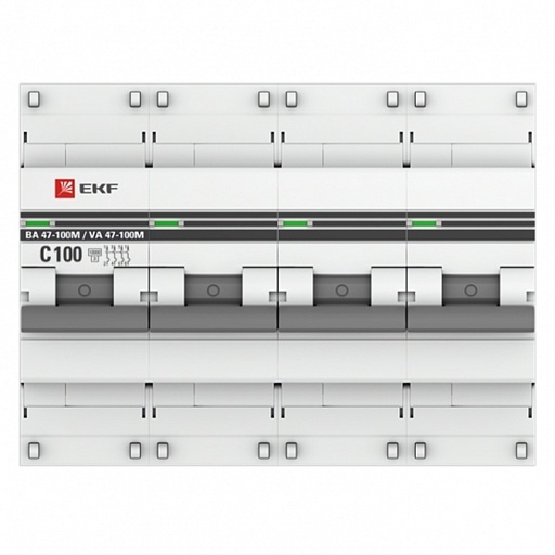 Автоматический выключатель EKF PROxima ВА 47-100M 4P 100А тип C 10 кА 400 В на DIN-рейку (mcb47100m-4-100C-pro)