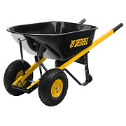 Тачка садово-строительная двухколесная Denzel 140 л 250 кг усиленная (69000)