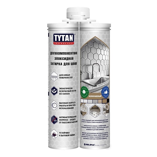 Затирка эпоксидная для швов Tytan Professional двухкомпонентная коричневая 400 мл Затирка эпоксидная для швов Tytan Professional двухкомпонентная коричневая 400 мл