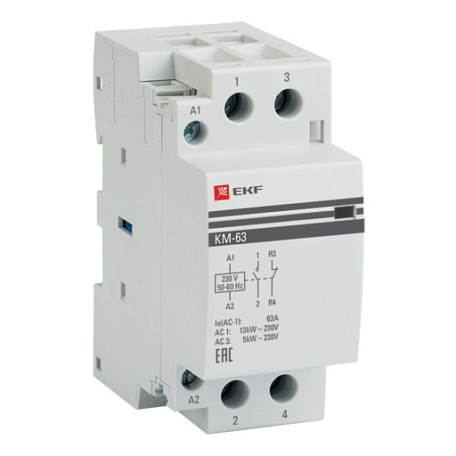 Контактор модульный EKF PROxima (km-2-63-11) 230-400 В 63 А тип AC 2Р Контактор модульный EKF PROxima (km-2-63-11) 230-400 В 63 А тип AC 2Р