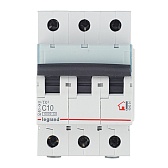 Автоматический выключатель модульный Legrand TX3 3P 10А тип C 6 кА 400 В (404054) Автоматический выключатель модульный Legrand TX3 3P 10А тип C 6 кА 400 В (404054)