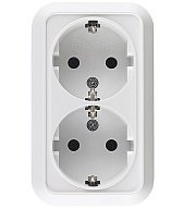 Розетка Makel Siva Ustu 45182 двойная открытая установка белая с заземлением Розетка Makel Siva Ustu 45182 двойная открытая установка белая с заземлением