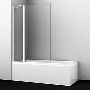 Шторка для ванной стеклянная прозрачная 110х140х0,6 см распашная профиль белый WasserKraft Berkel 48P (48P02-110WHITE Fixed)