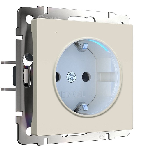 Розетка Werkel встраиваемая айвори матовая с подсветкой (a062424)