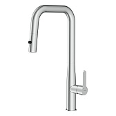 Смеситель для кухни Cersanit Oliva хром с высоким изливом с вытяжной лейкой однорычажный (69011)