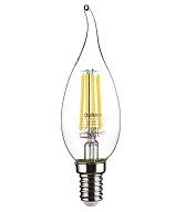 Лампа светодиодная филаментная Osram E14 4000К 5 Вт 600 Лм 220-230 В свеча на ветру прозрачная Лампа светодиодная филаментная Osram E14 4000К 5 Вт 600 Лм 220-230 В свеча на ветру прозрачная