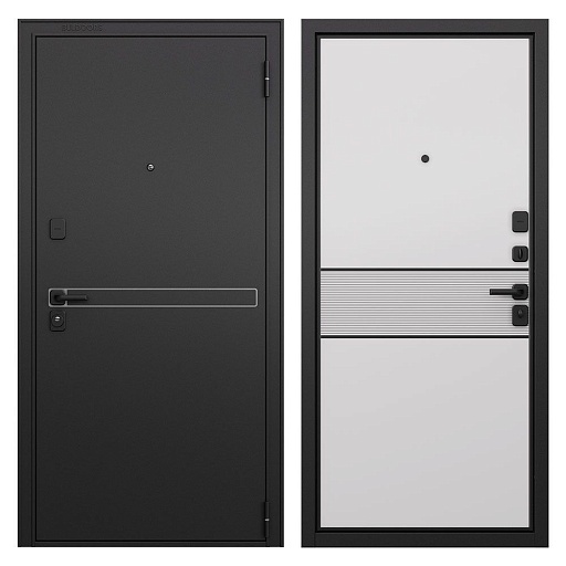 Дверь входная Buldoors Стив правая черный муар металлик - белый софт 860х2050 мм