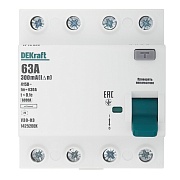 УЗО Dekraft УЗО-03 63А 3P+N тип AC 300 мА 6 кА компактное (14252DEK)