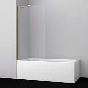 Шторка для ванной стеклянная прозрачная 80х140х0,6 см распашная профиль золото WasserKraft Aisch 55P (55Р01-80 Fixed)