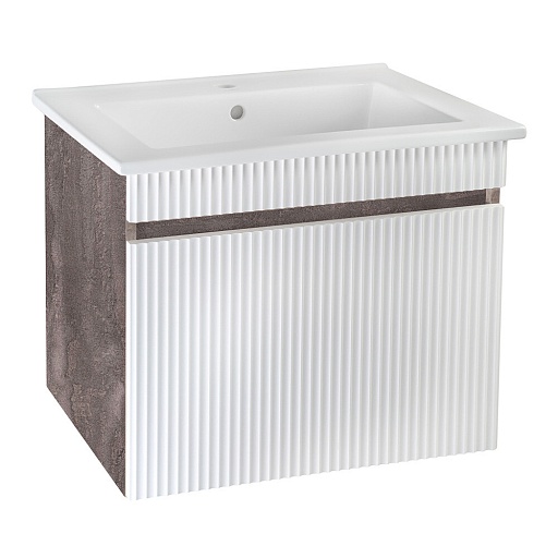 Тумба под раковину Runo Модена 75 70 см подвесная белая/железный камень (00-00001426)