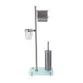 Стойка с бумагодержателем и ершом WasserKraft напольная стекло/металл никель