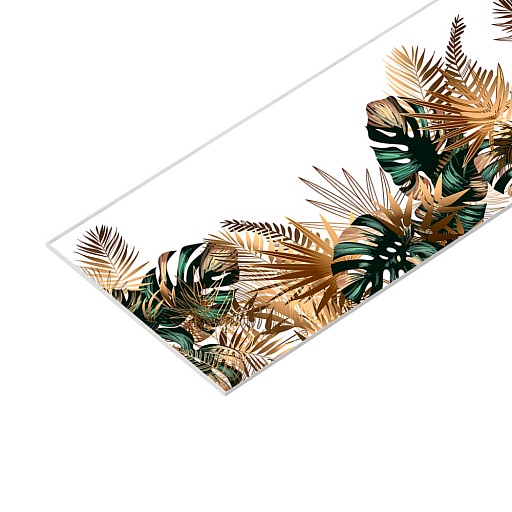 Панель стеновая пластик для кухни 4000х600х1,5 мм графичные листья