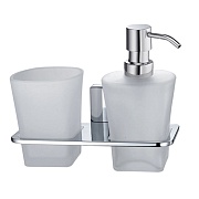 Дозатор для мыла WasserKraft Leine с держателем стекло матовый/металл хром (K-5089) Дозатор для мыла WasserKraft Leine с держателем стекло матовый/металл хром (K-5089)