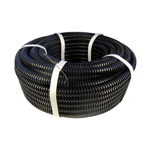 Труба гофрированная ПНД 63 мм Геопласт легкая безгалогенная с зондом черная (15 м) (5208)