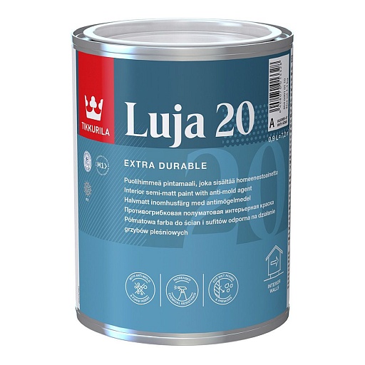 Краска моющаяся Tikkurila/Tikkivala Luja Extra полуматовая база А белая 0,9 л