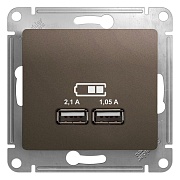 Розетка USB Systeme Electric Glossa встраиваемая шоколад 2хUSB-A (GSL000833)
