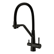 Смеситель для кухни Cersanit Vivo черный с высоким изливом с подключением к фильтру однорычажный (68218)