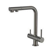 Смеситель для кухни Iddis Umbra графит с высоким изливом с подключением к фильтру однорычажный (UMBGMPFi05)
