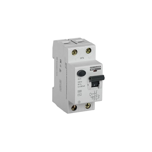 УЗО Generica ВД1-63 63А 1P+N тип AC 300 мА 4,5 кА (MDV15-2-063-300)
