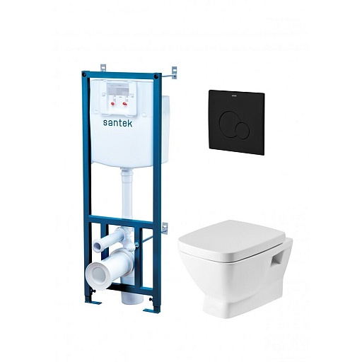 Комплект инсталляции Santek Нео с унитазом Santek с кнопкой черной и сиденьем микролифт (1.WH50.1.776)